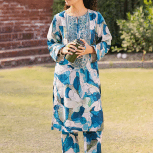 Blue & Beige Embroidered