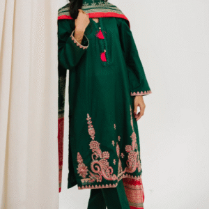 Green Embroidered Kurta Dupatta Trouser