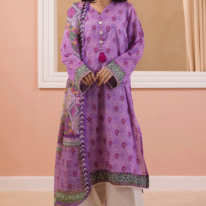 Lavender Printed Kurta Dupatta