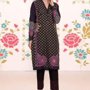 So Kamal Paste Print Lawn Shirt -Black