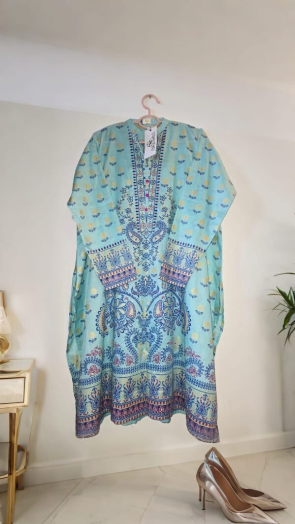 So Kamal Paste Print Lawn Shirt - Aqua