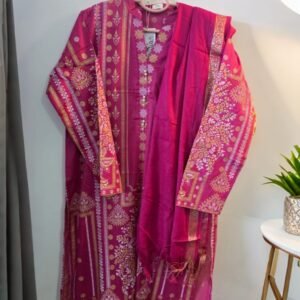 So Kamal 2-Piece Paste Printed Lawn Suit – Hot Pink