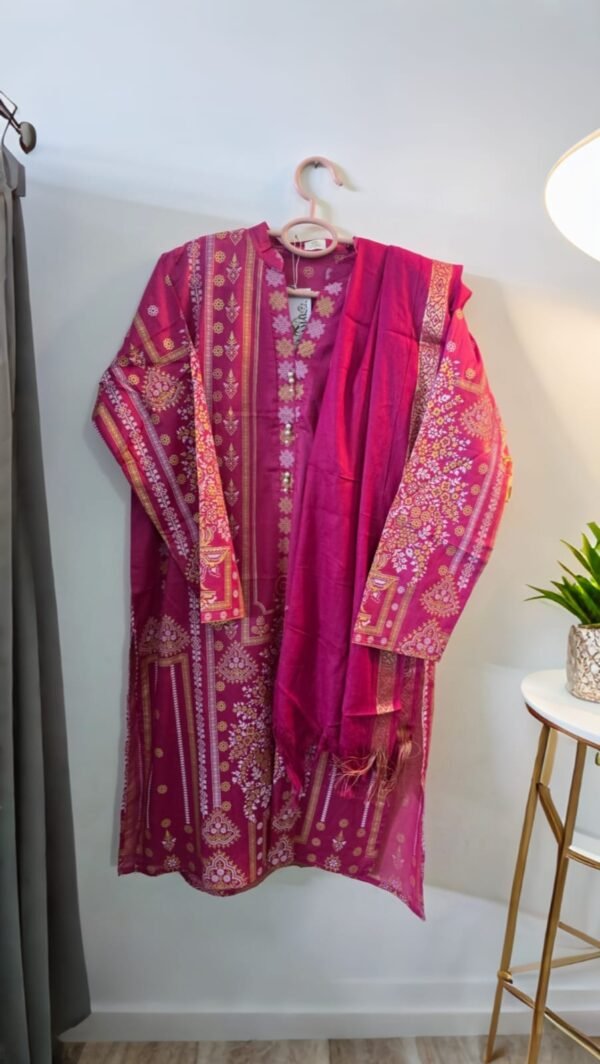 So Kamal 2-Piece Paste Printed Lawn Suit – Hot Pink