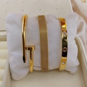 Stainless Steel Nail Cartier + Rowena Bracelet + Cartier Love Bracelet - Pack of 3
